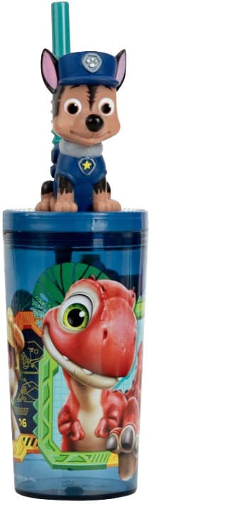 p os Paw Patrol Trinkbecher mit Strohhalm und 3D Figur 380ml