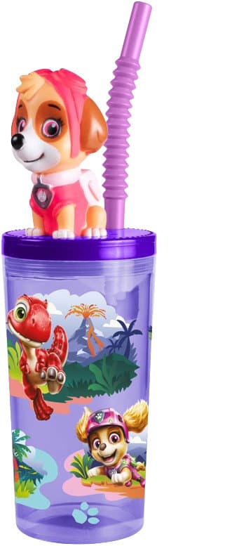 p os Paw Patrol Trinkbecher mit Strohhalm und 3D Figur 380ml