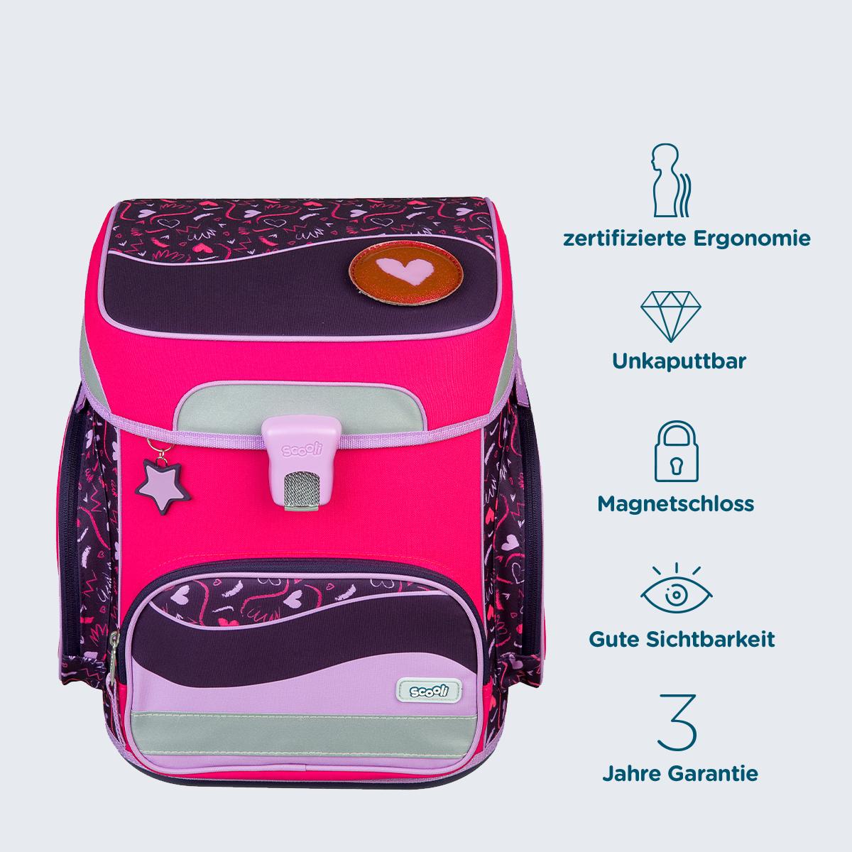 Produktbild Scooli Schulranzen-Set EasyFit 5teilig Glow-Edition Heartbeat 5 von 6