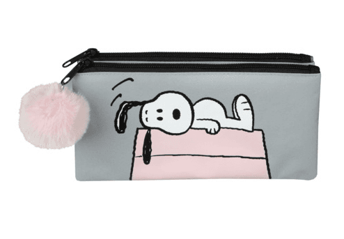 Undercover Peanuts Snoopy Schlamperetui grau/rosa mit Doppelreißverschluss