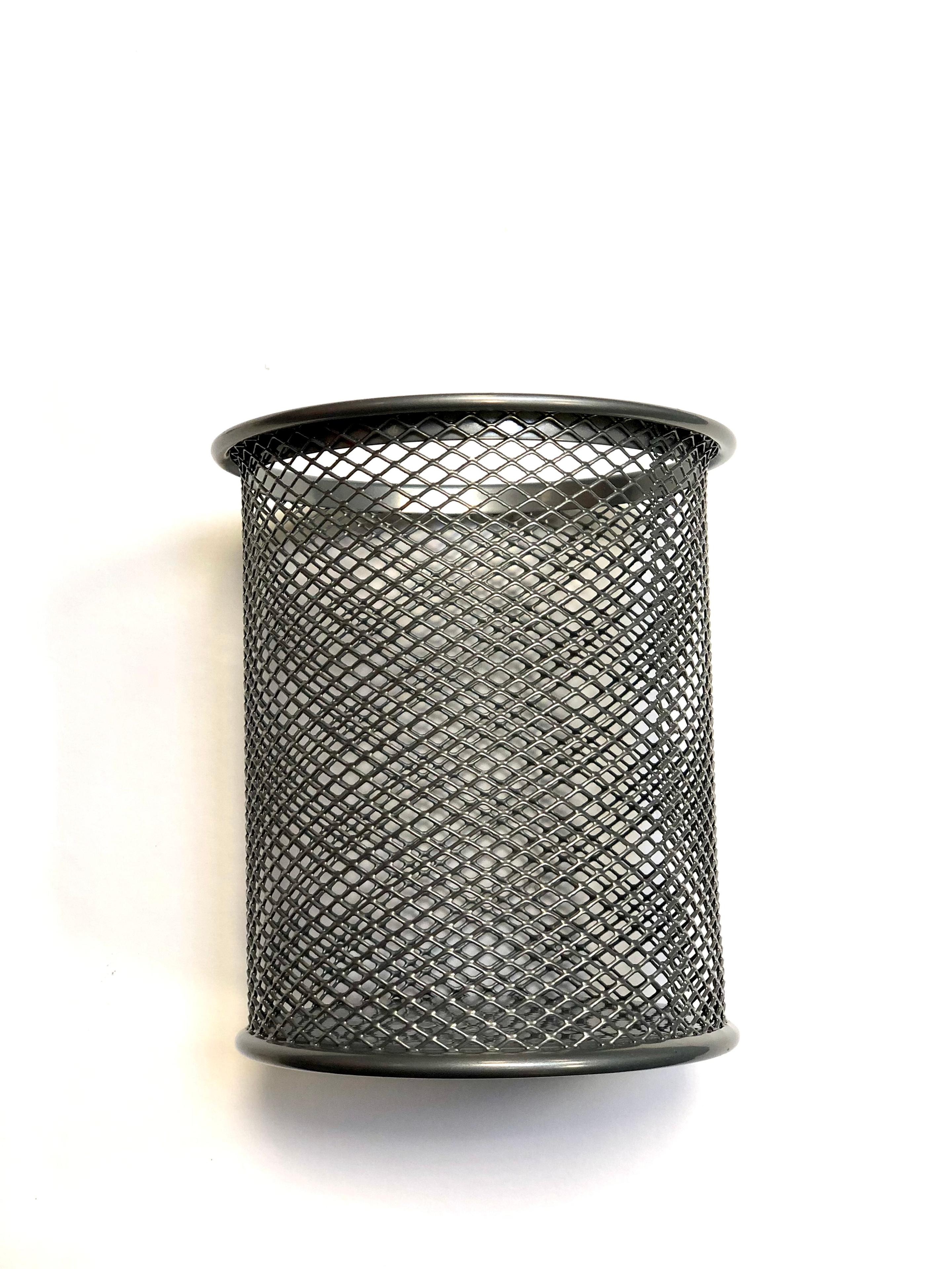 Stifteköcher Metall/Gitter silber