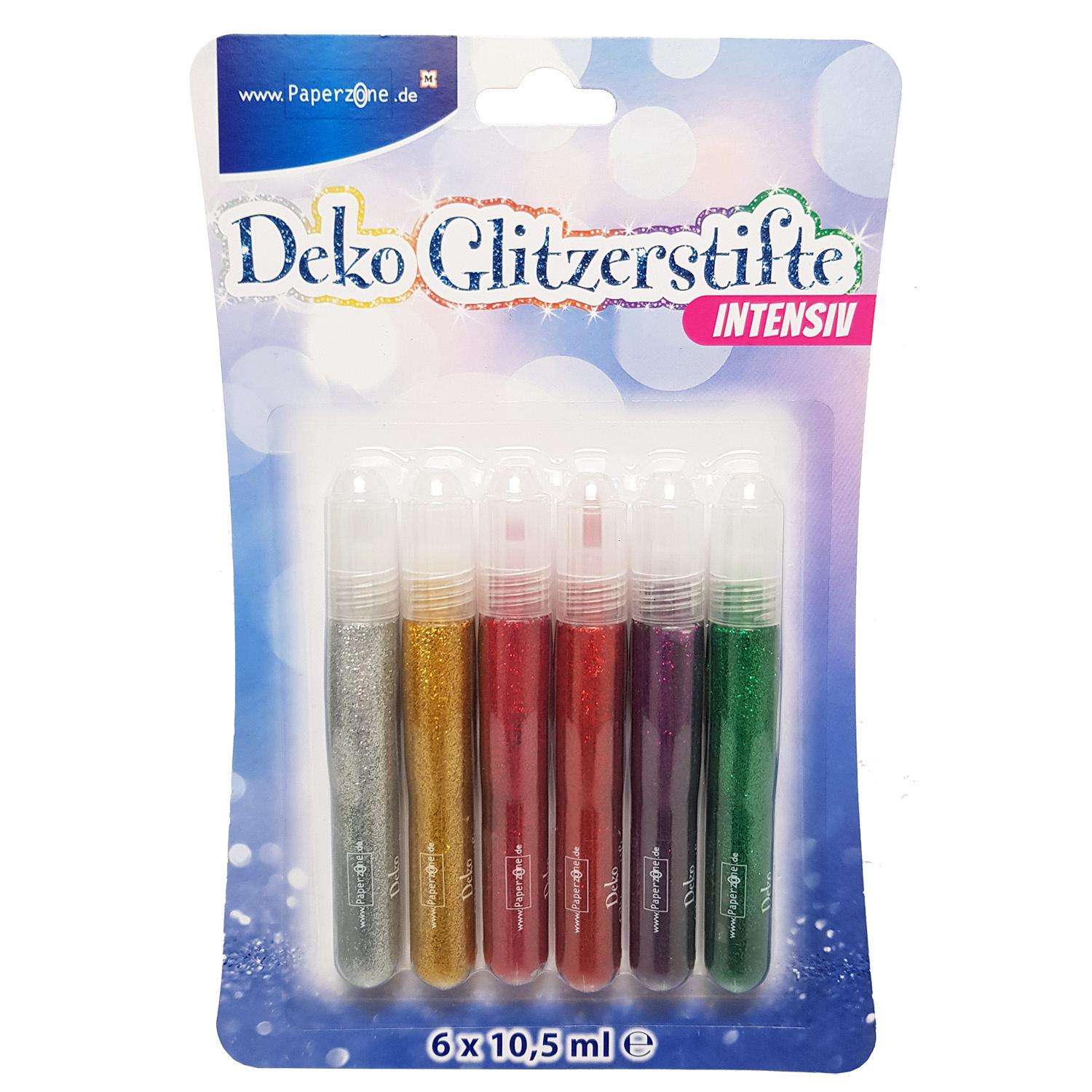 PAPERZONE Glitzerstifte zum Dekorieren intensiv 6er Set