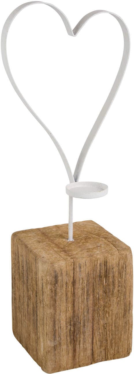 Metallherz auf Holzfuß