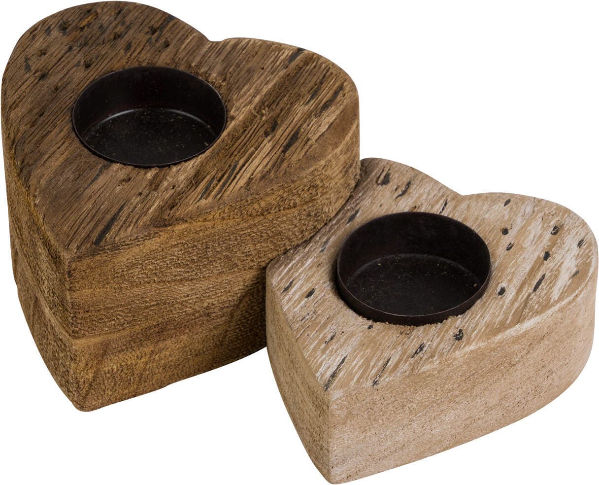 Holzherz Teelichthalter