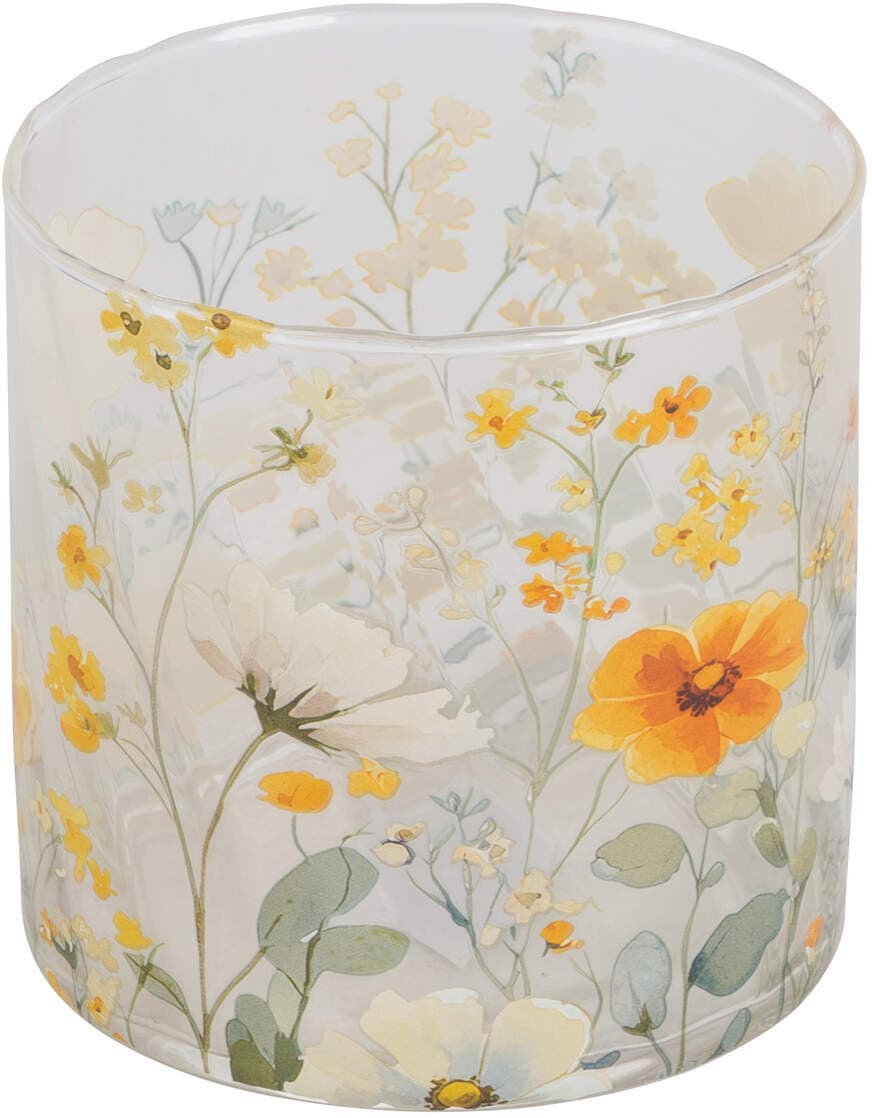 Glaswindlicht mit Blumen