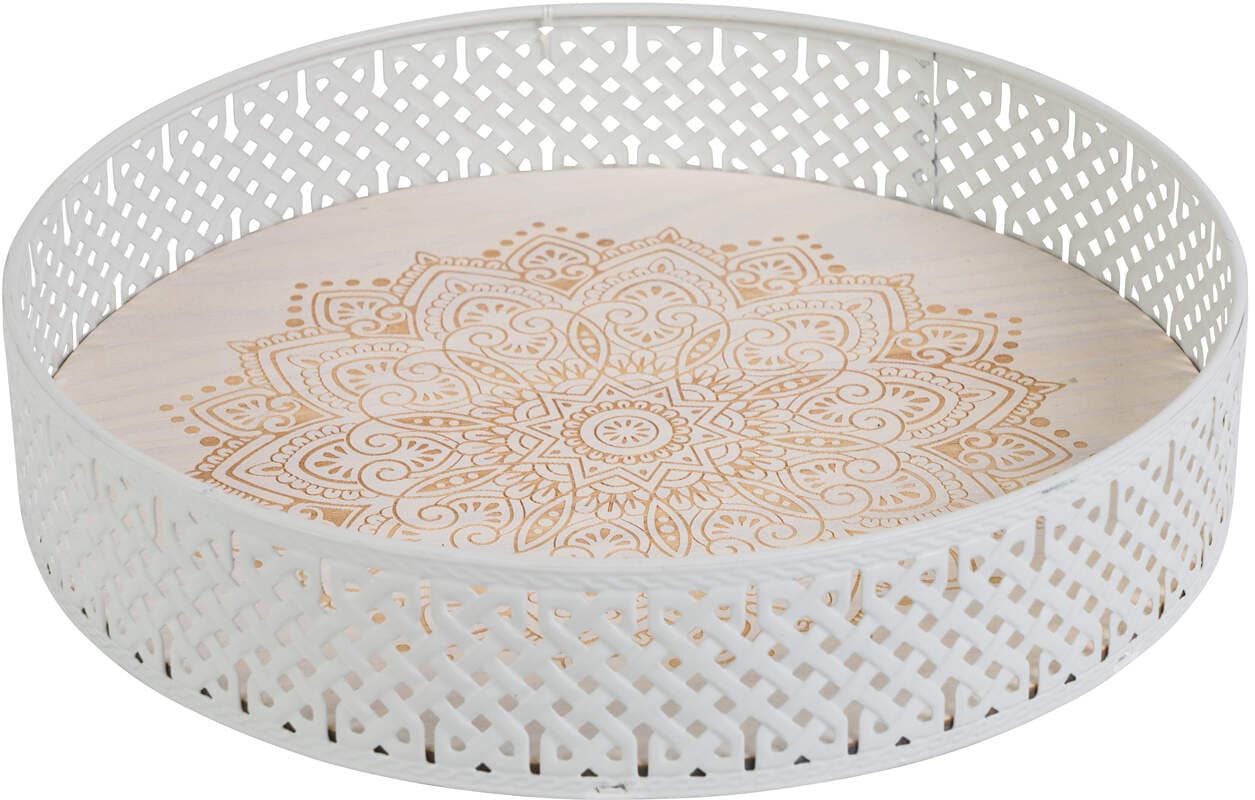 Holztablett mit Metallrand