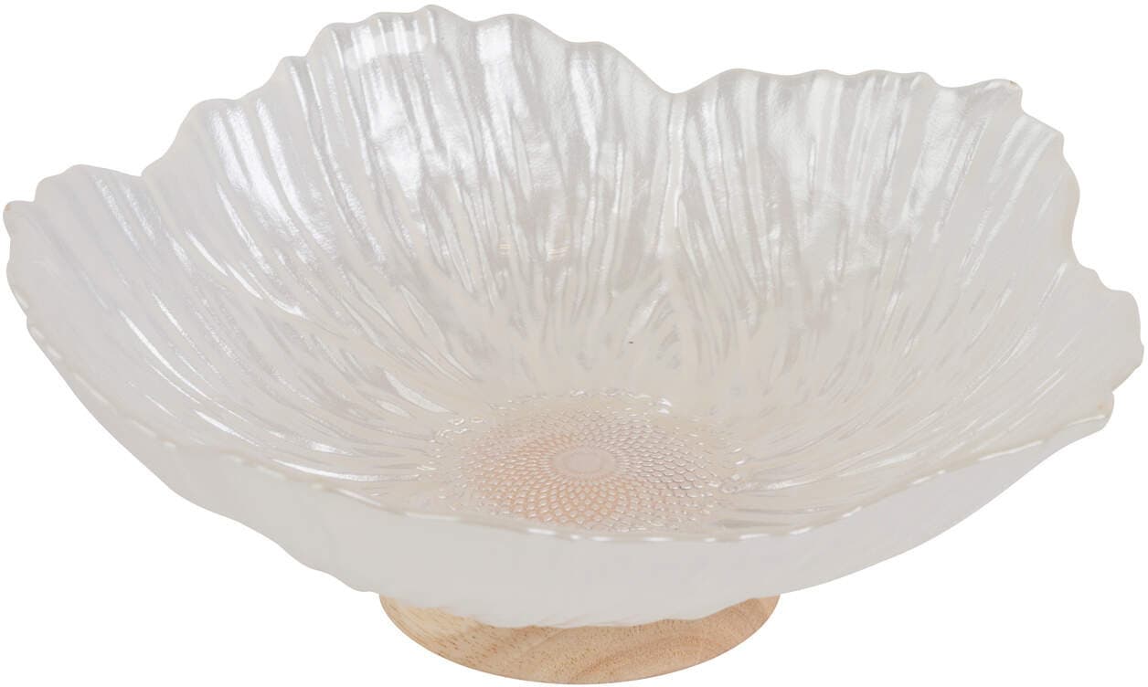 Glasschale Blüte auf Holzfuß