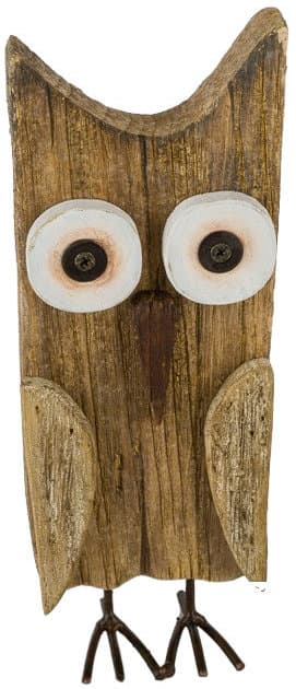 Holzeule auf Metallfüße H=13cm