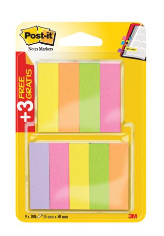 Post-it Haftstreifen Page Marker schmal 6 x100 Blatt + 3 x 100 Blatt gratis