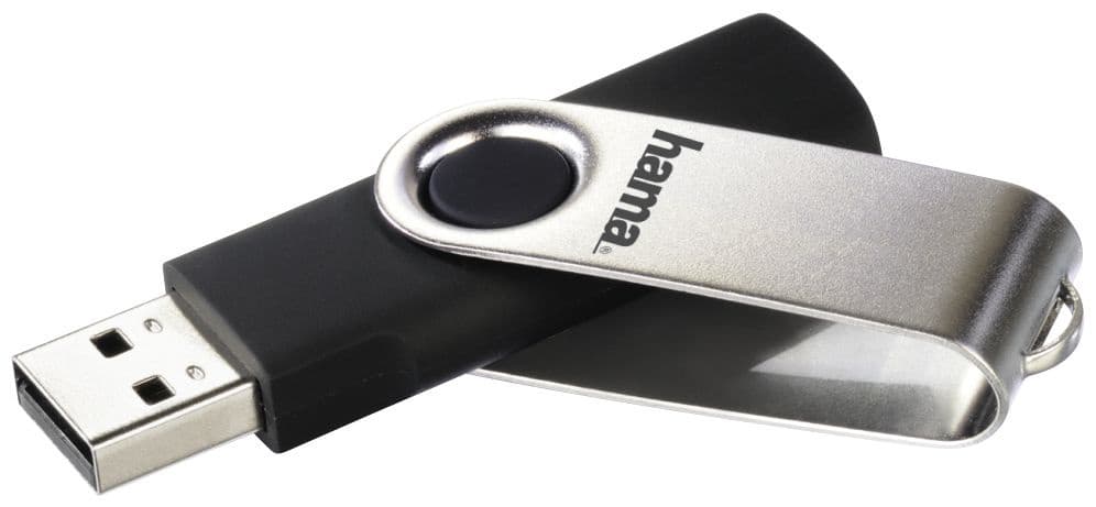 HAMA USB-Stick"Rotate", USB 2.0, 8GB, 10MB/s, Schwarz/Silber