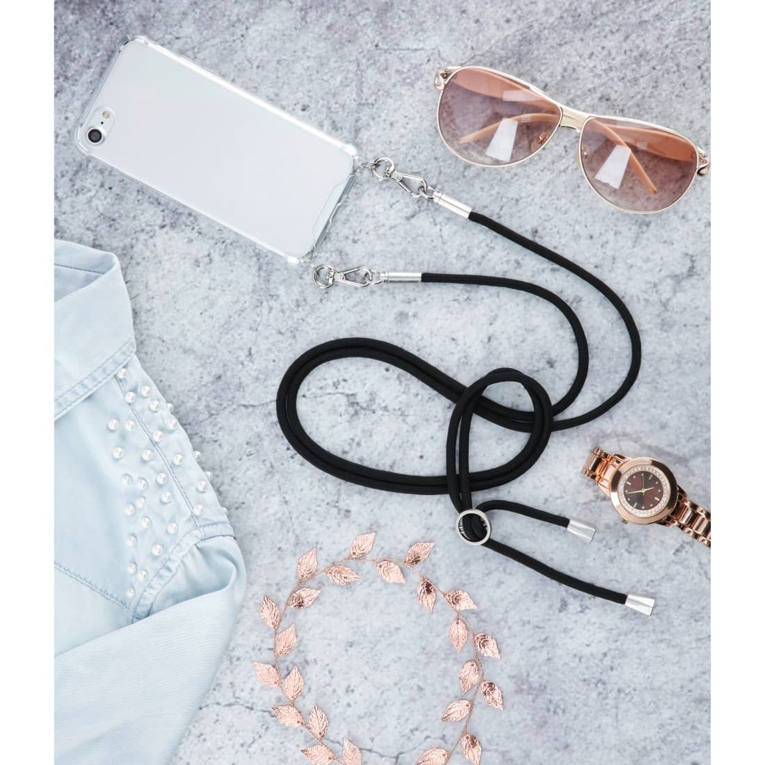 Cross-Body-Cover mit Umhängekordel für Samsung Galaxy A7(2018), Transparent