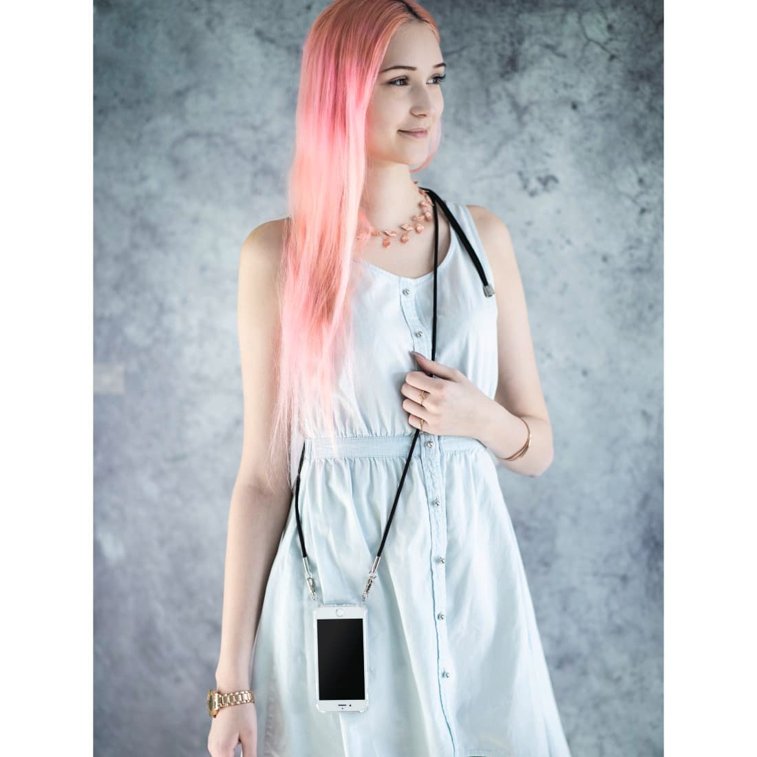 Cross-Body-Cover mit Umhängekordel für Samsung Galaxy A7(2018), Transparent