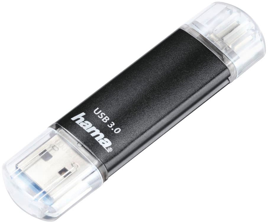HAMA USB-Stick"Laeta Twin", USB 3.0, 128GB, 40MB/s, Schwarz
