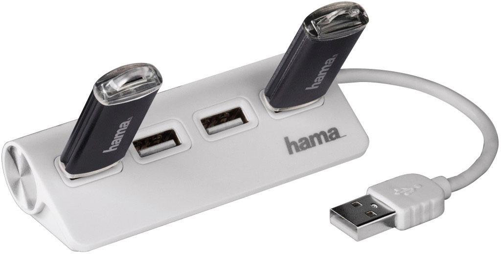Produktbild HAMA USB-Hub, 4 Ports, USB 2.0, 480 Mbit/s, Weiß 2 von 2