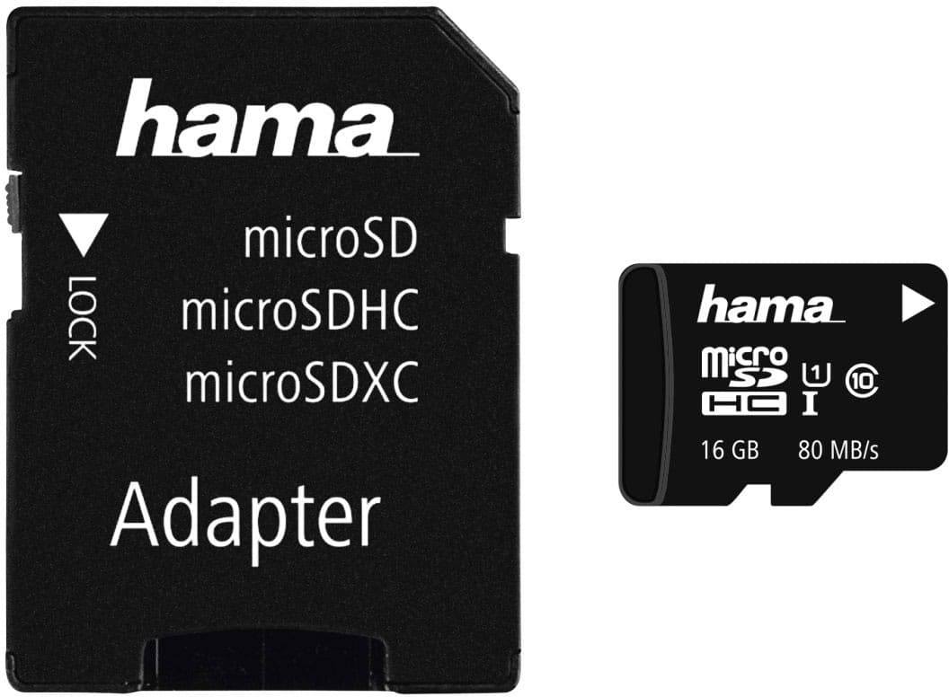 HAMA microSDHC 16GB Class 10 UHS-I 80MB/s + Adapter/Foto