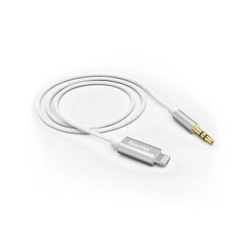 Produktbild HAMA Aux-Kabel Lightning – 3,5-mm-Klinke, Nylon, 1,0 m, Weiß 2 von 2