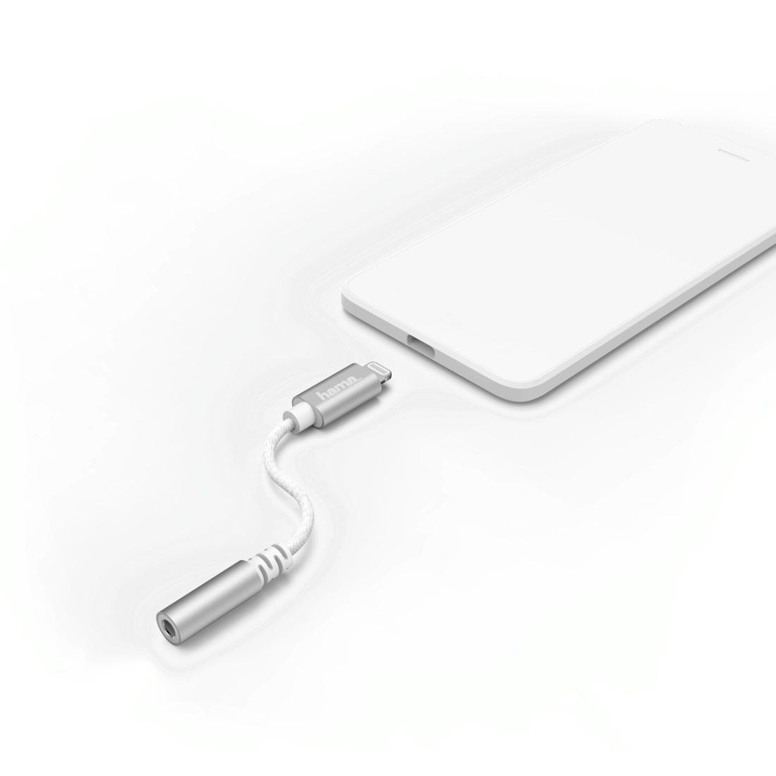 Produktbild HAMA Aux-Adapter Lightning – 3,5-mm-Klinke-Buchse, Weiß 2 von 2