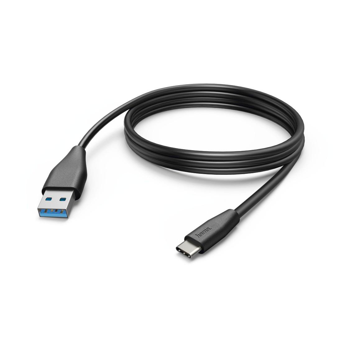 HAMA Ladekabel, USB-C - USB-A, 3 m, Schwarz