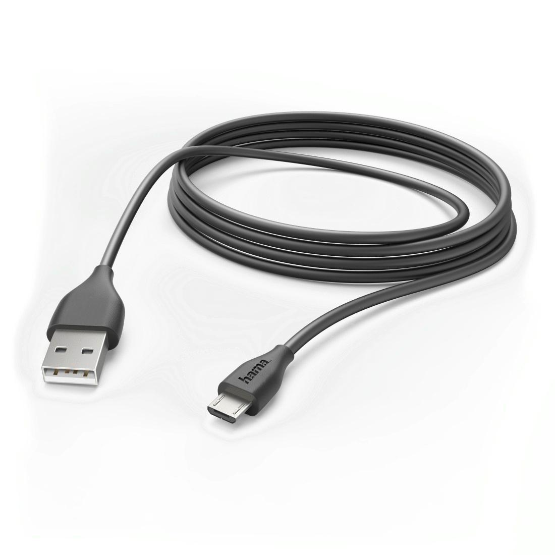 HAMA Ladekabel, USB-A - Micro-USB, 3 m, Schwarz