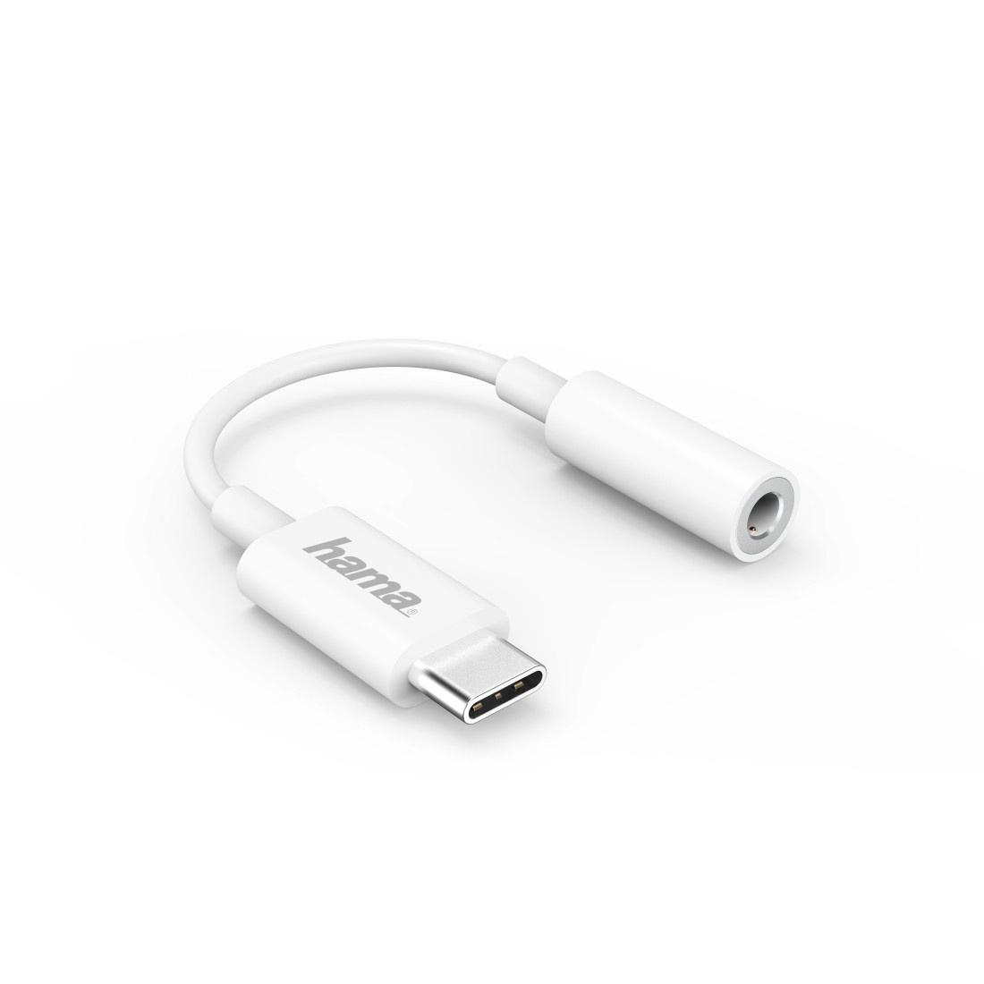 HAMA Aux-Adapter USB-C – 3,5-mm-Klinke-Buchse, Weiß
