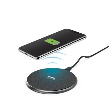 HAMA Wireless Charger"QI-FC10", 10 W, kabelloses Smartphone-Ladepad, Schwarz