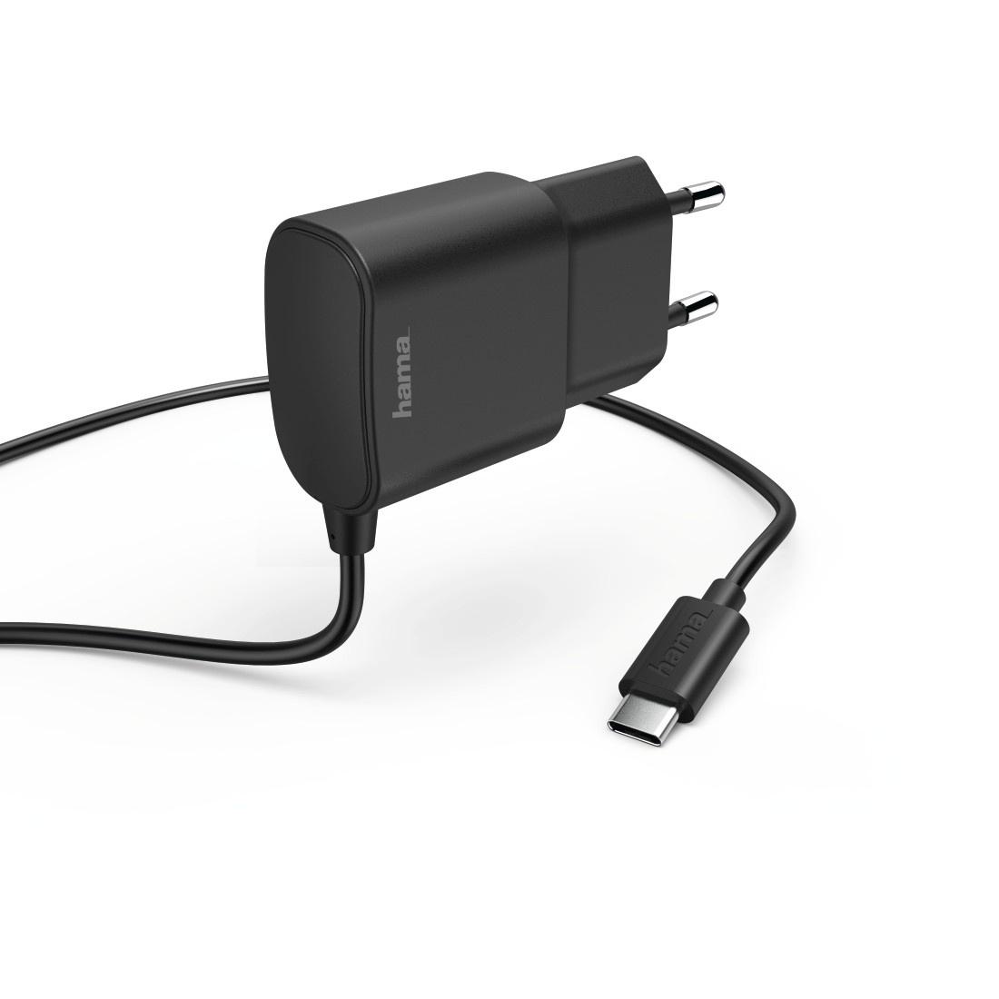 HAMA Ladegerät mit USB-C-Anschluss, 12 W, 1,0 m, Schwarz