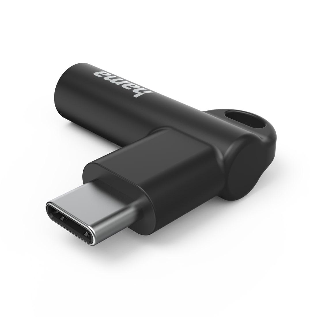 Produktbild HAMA Aux-Adapter USB-C – 3,5-mm-Klinke-Buchse, 90° Winkelstecker, Schwarz 3 von 3