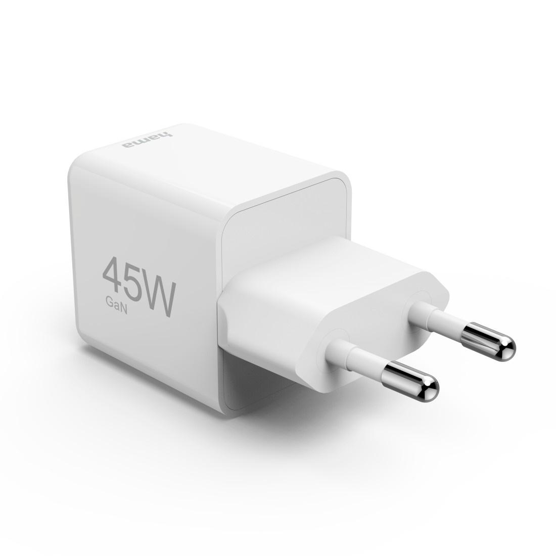 Produktbild HAMA Schnellladegerät, USB-C, Super-Mini-Charger, PD, 45 W, Weiß 2 von 3
