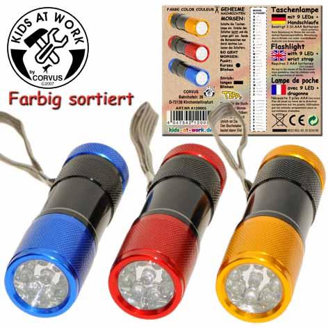 Corvus Taschenlampe schwarz/bunt Kids At Work