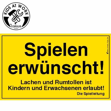 Corvus Spielen Schild Kids At Work
