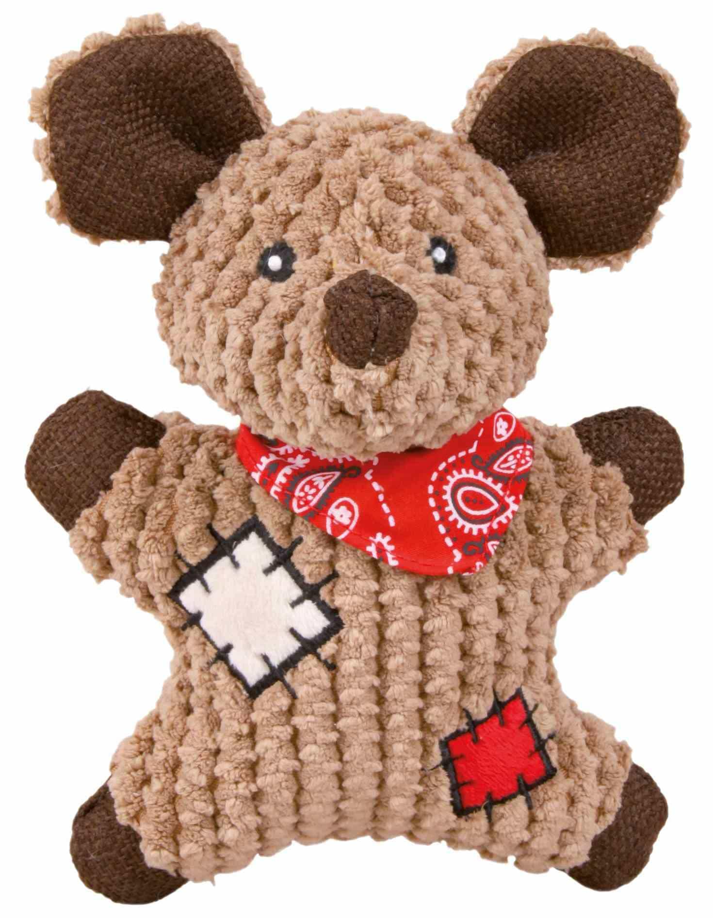Trixie Stoff/Jute Maus mit Flicken mit Squeaker 19 cm Hunde Spielzeug