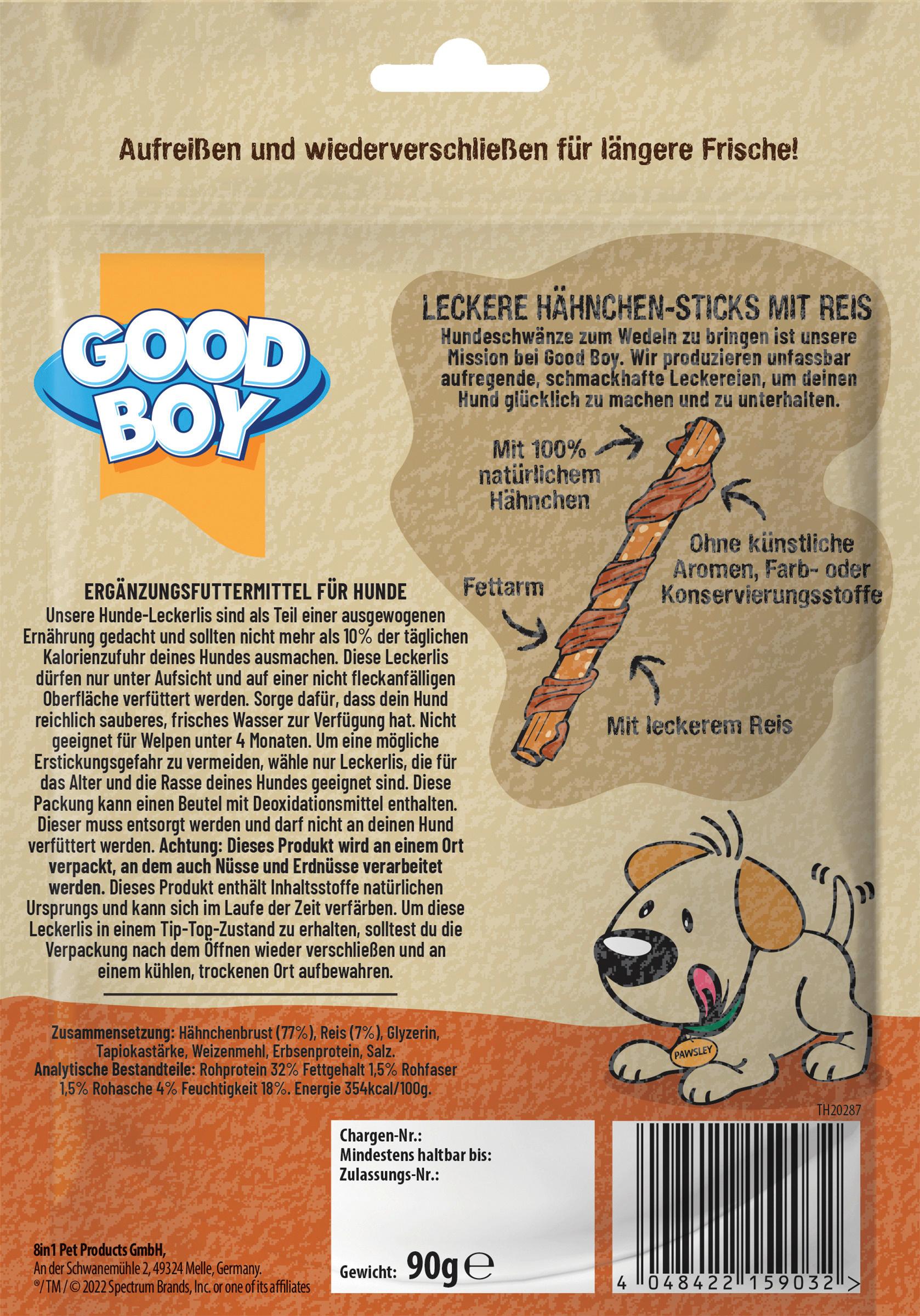 Produktbild Good Boy Leckere Hähnchen Sticks mit Reis 2 von 2