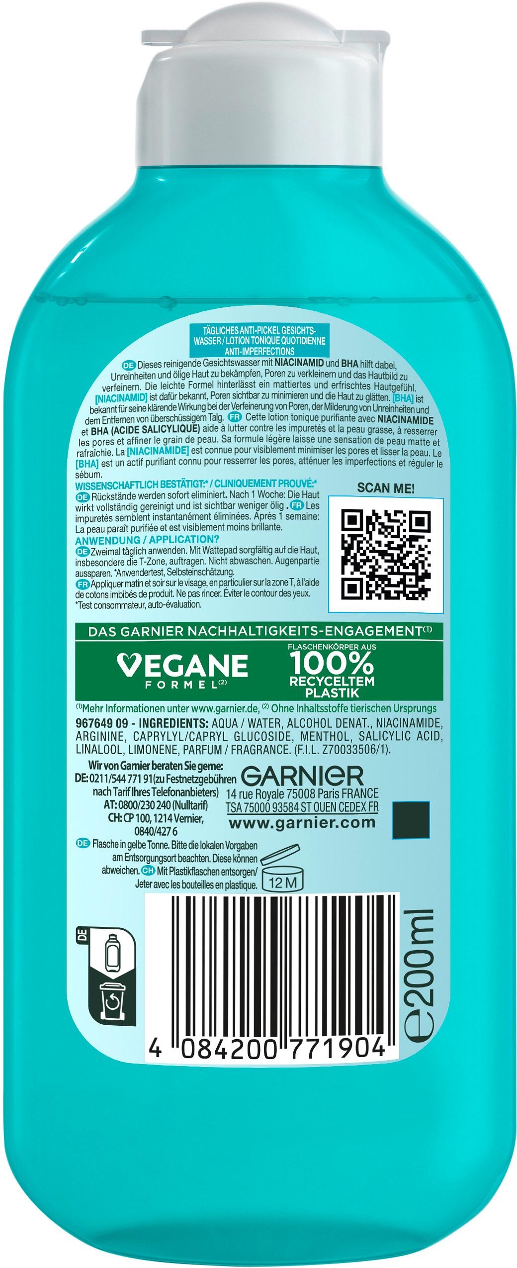 Produktbild GARNIER Skin Active Hautklar porentief klärendes Gesichtswasser - Talgreduzierend für ein verfeinertes Hautbild 2 von 2