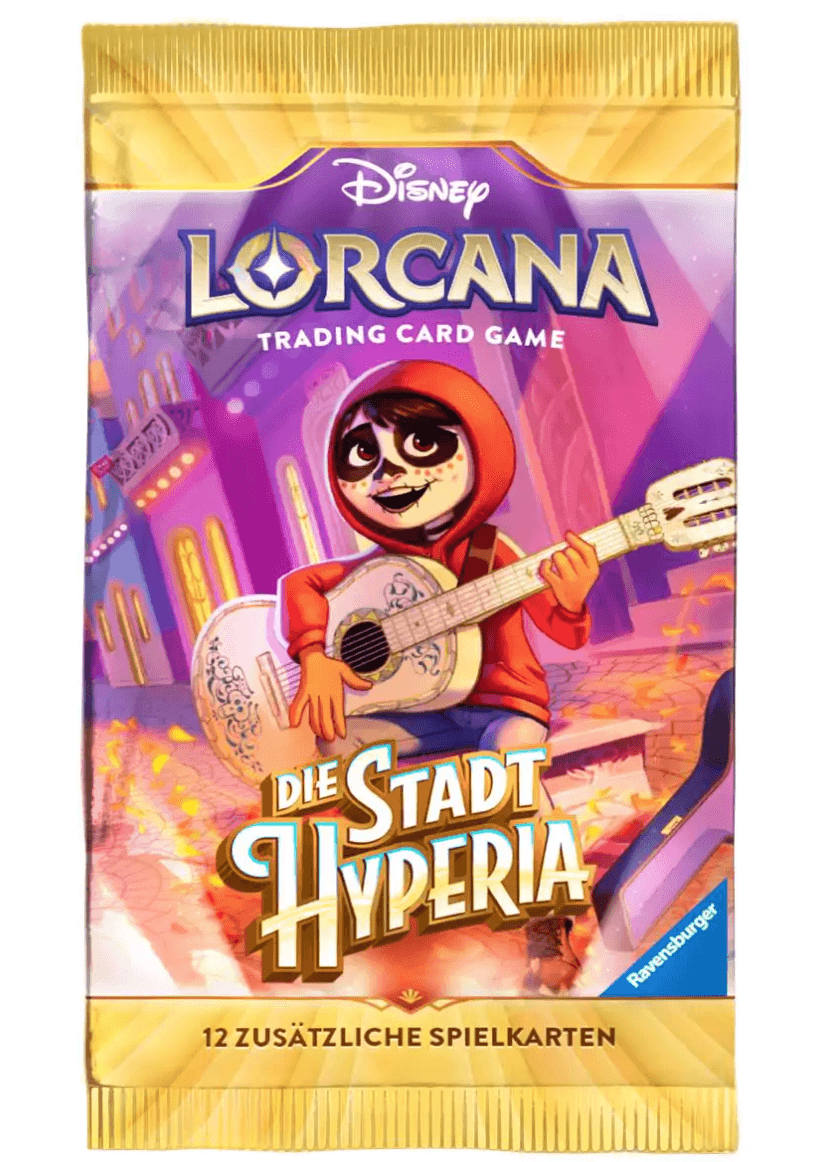 Disney Lorcana TCG Die Stadt Hyperia Booster Pack Deutsch, 12 Karten