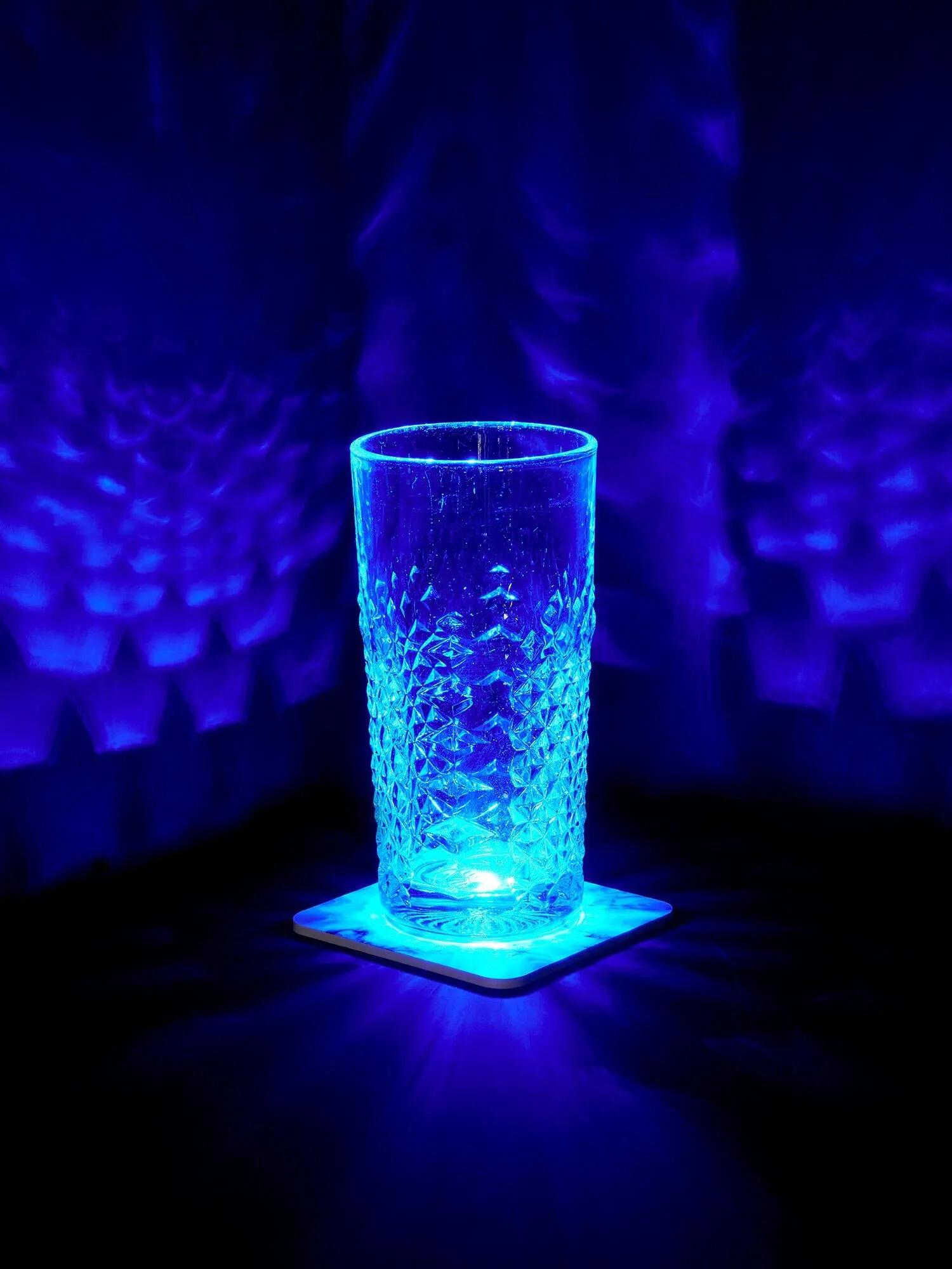 Produktbild SATISLIGHT LED-Bierdeckel Untersetzer Licht blau"Weisser Marmor" 2 von 2