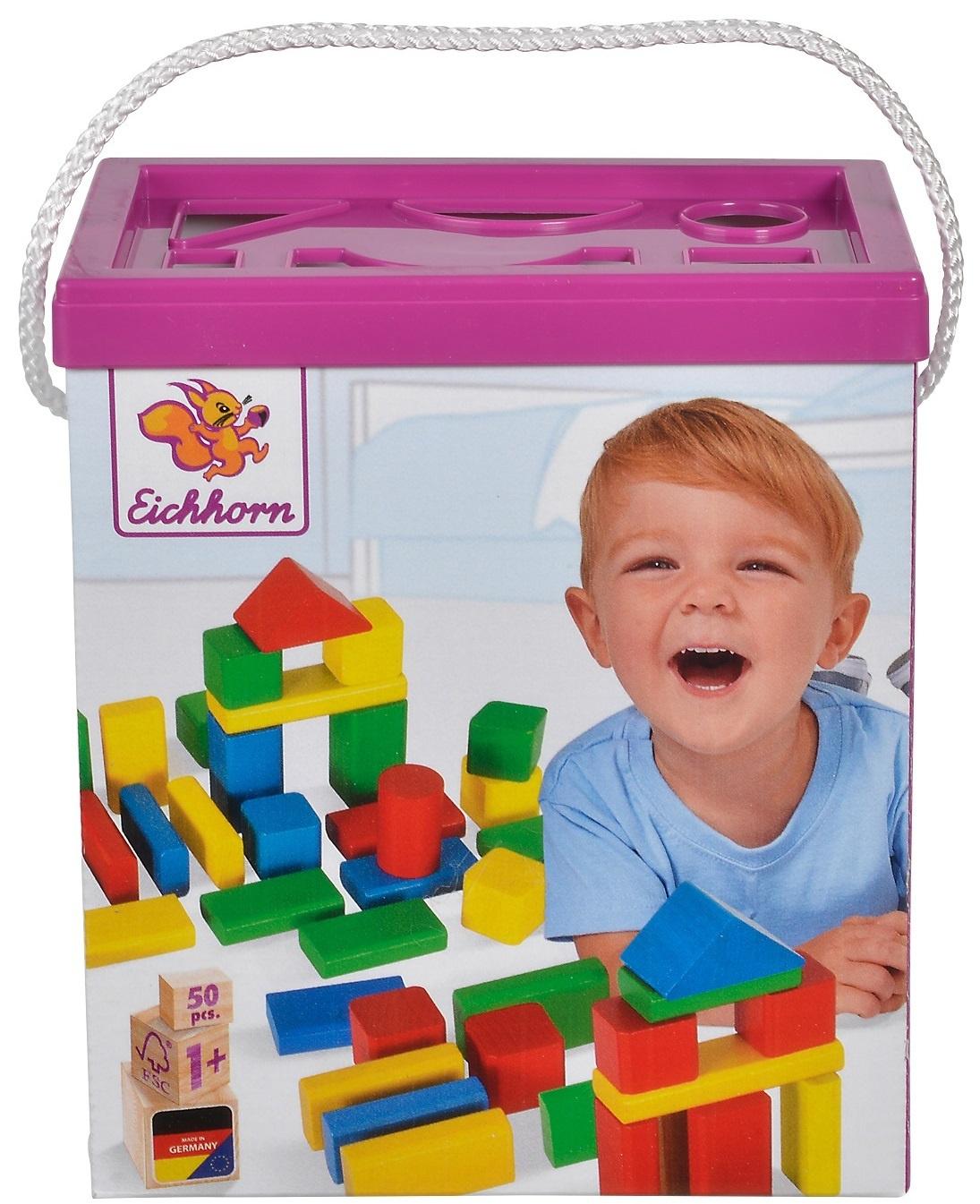 Eichhorn - 50 Bunte Holzbausteine Box