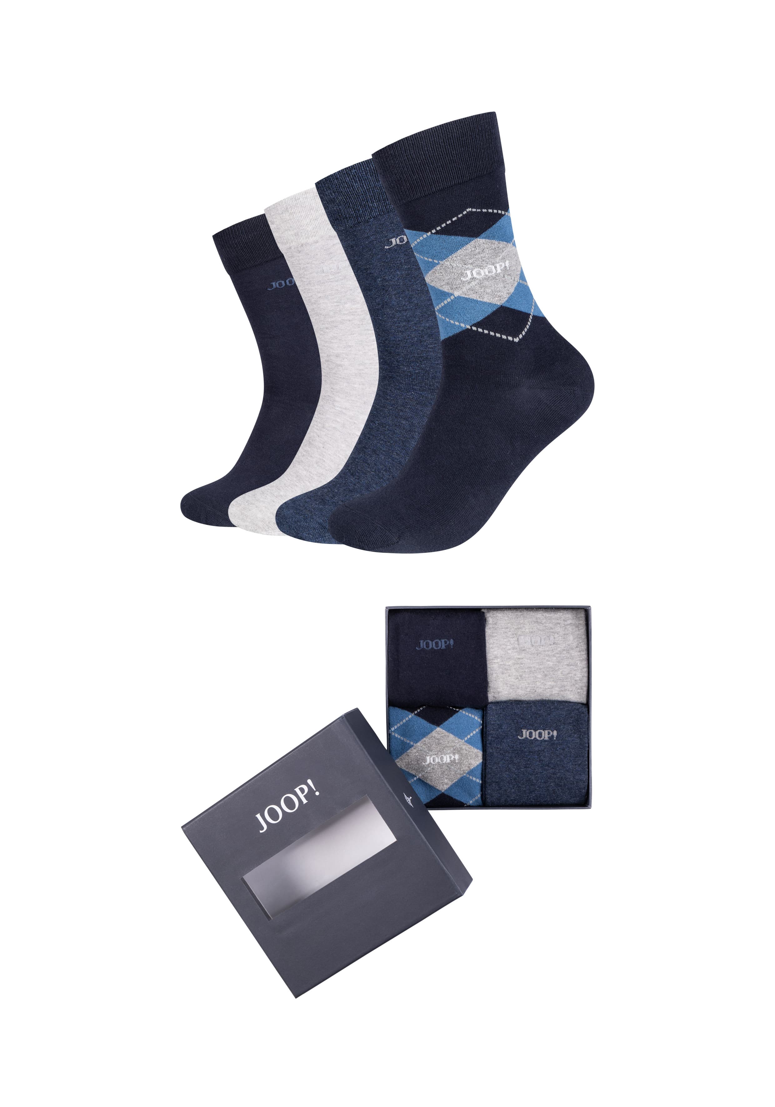 JOOP! Unisex Socken premium essentials in Box 4er Pack