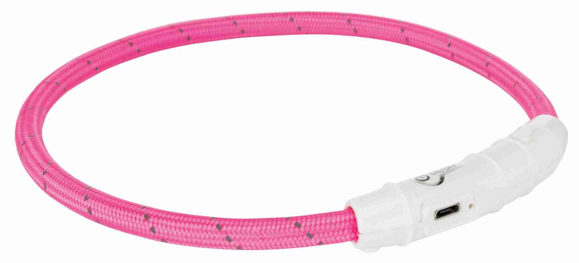 Trixie Leuchtring Flash USB pink M-L 45 cm / ø 7 mm Hunde Zubehör