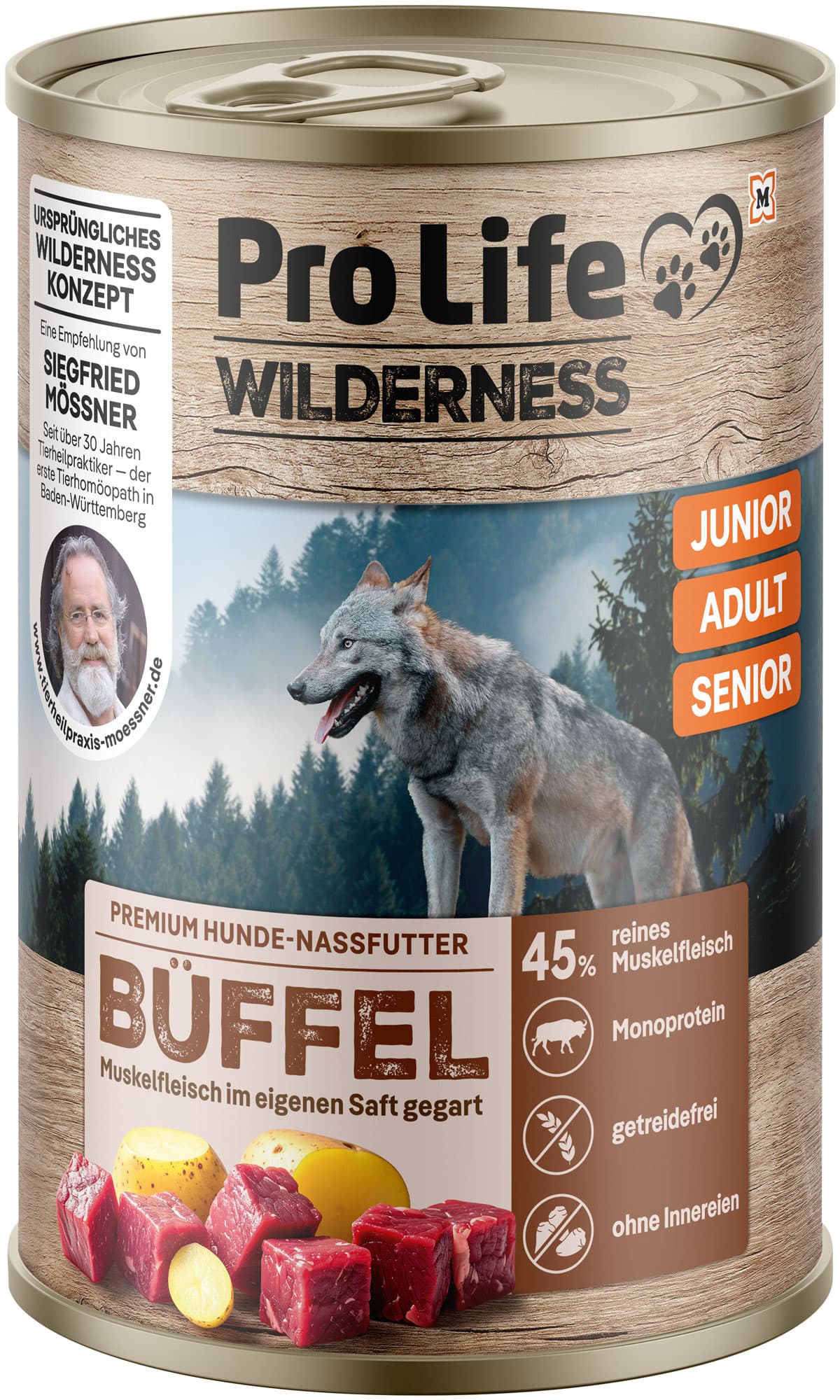 Pro Life Wilderness Hundenassfutter Büffel Muskelfleisch