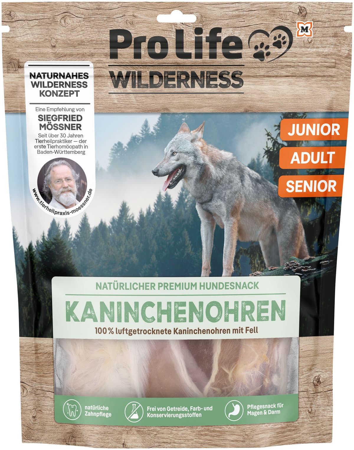 Pro Life Wilderness Hundesnack Naturkauartikel Kaninchenohren mit Fell
