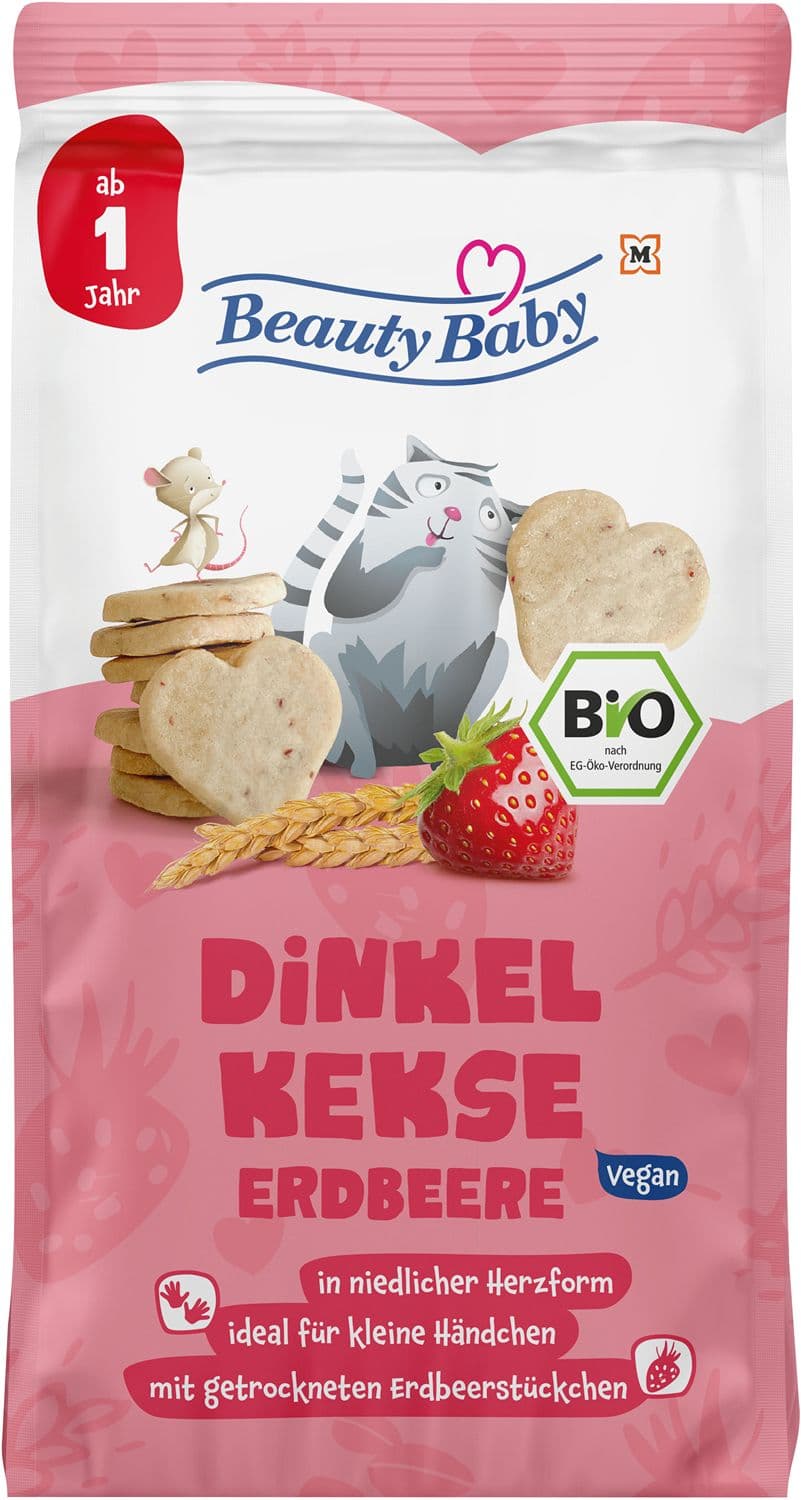 Beauty Baby Bio Dinkelkekse mit getrockneten Erdbeerstückchen