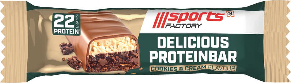 SPORTS FACTORY Proteinriegel Cookies & Cream Flavour