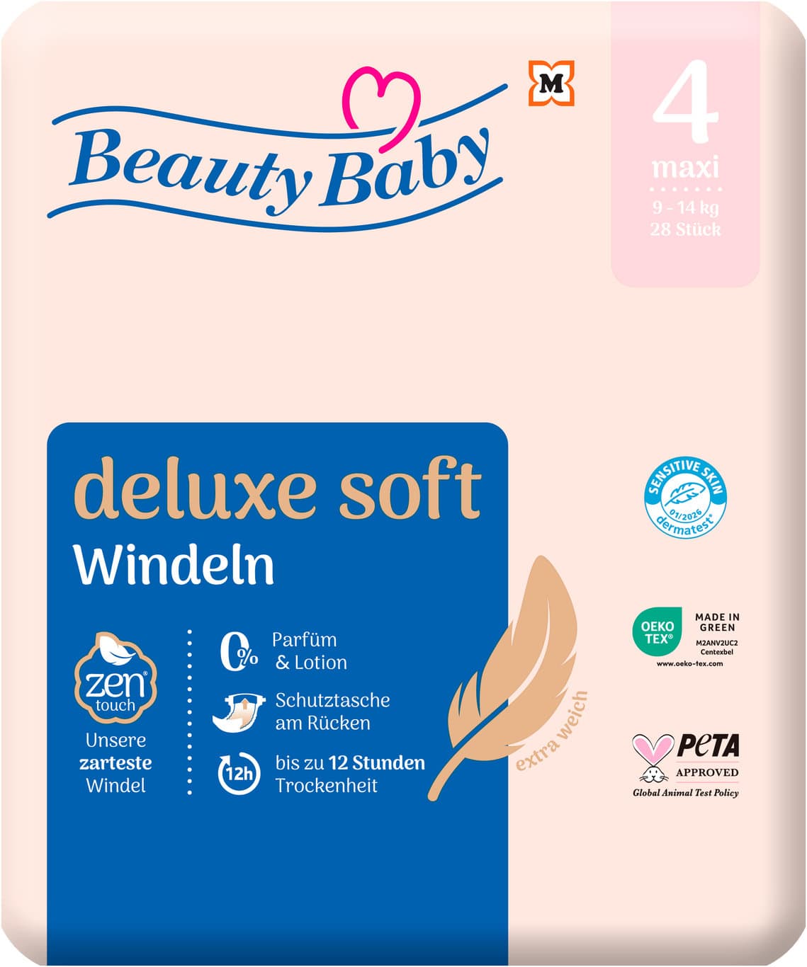 Beauty Baby Windeln Deluxe Soft Größe 4, 9-14 kg