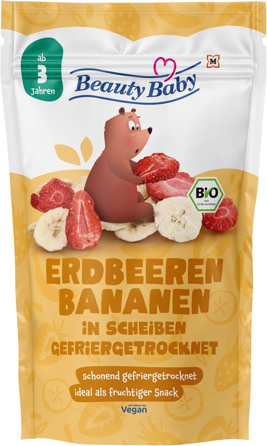 BEAUTY BABY Bio Erdbeeren, Bananen in Scheiben gefriergetrocknet