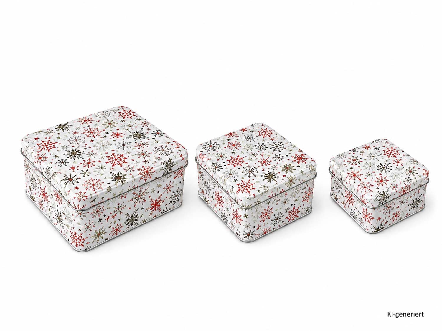 TRENDSHOP Keksdose Schneeflocke rechteckig 3er Set