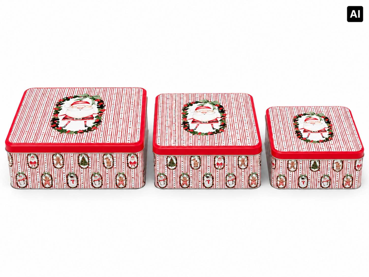 TRENDSHOP Keksdose Happy Christmas rechteckig 3er Set