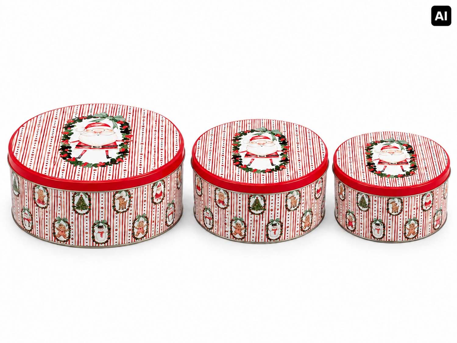 TRENDSHOP Keksdose Happy Christmas rund 3er Set