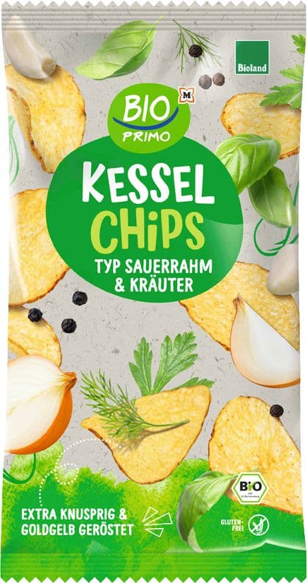 BIO PRIMO Bioland-Kesselchips Sauerrahm & Kräuter