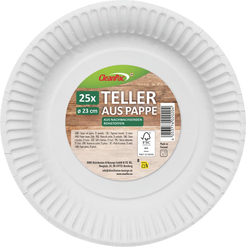 CleanPac nature Teller aus Pappe 13x20cm