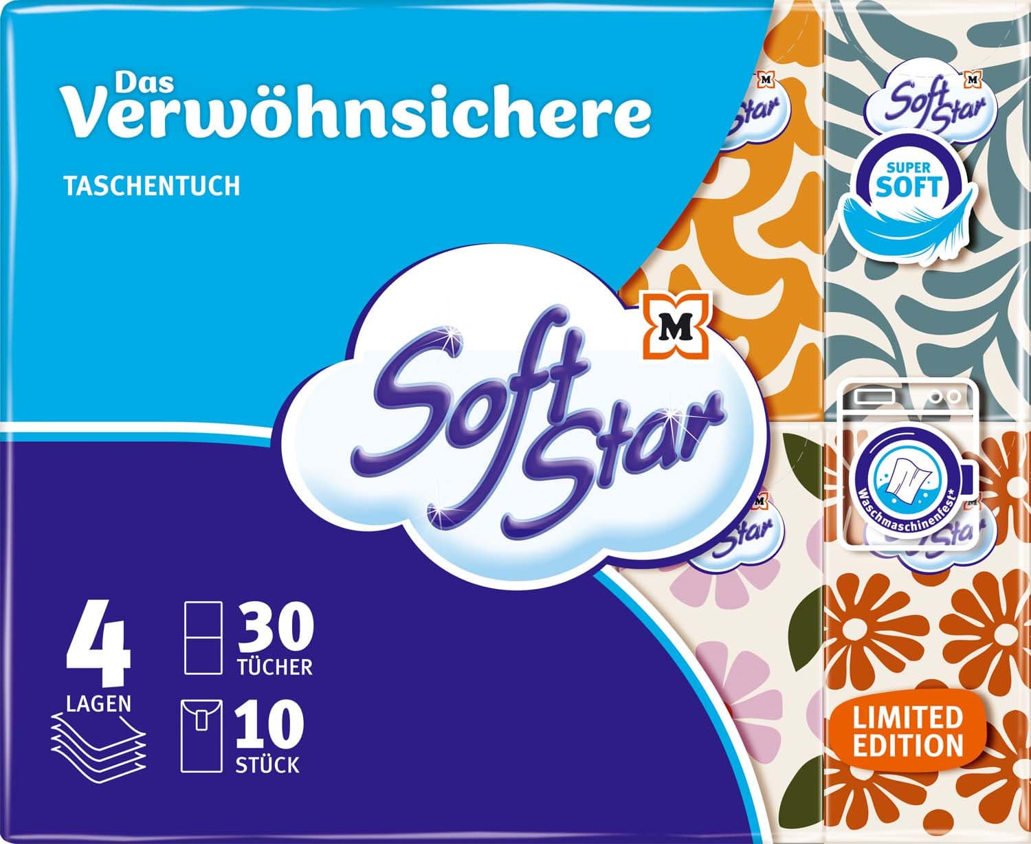Pañuelos SoftStar «Los que miman», 4 capas, 30 paquetes de 10 unidades